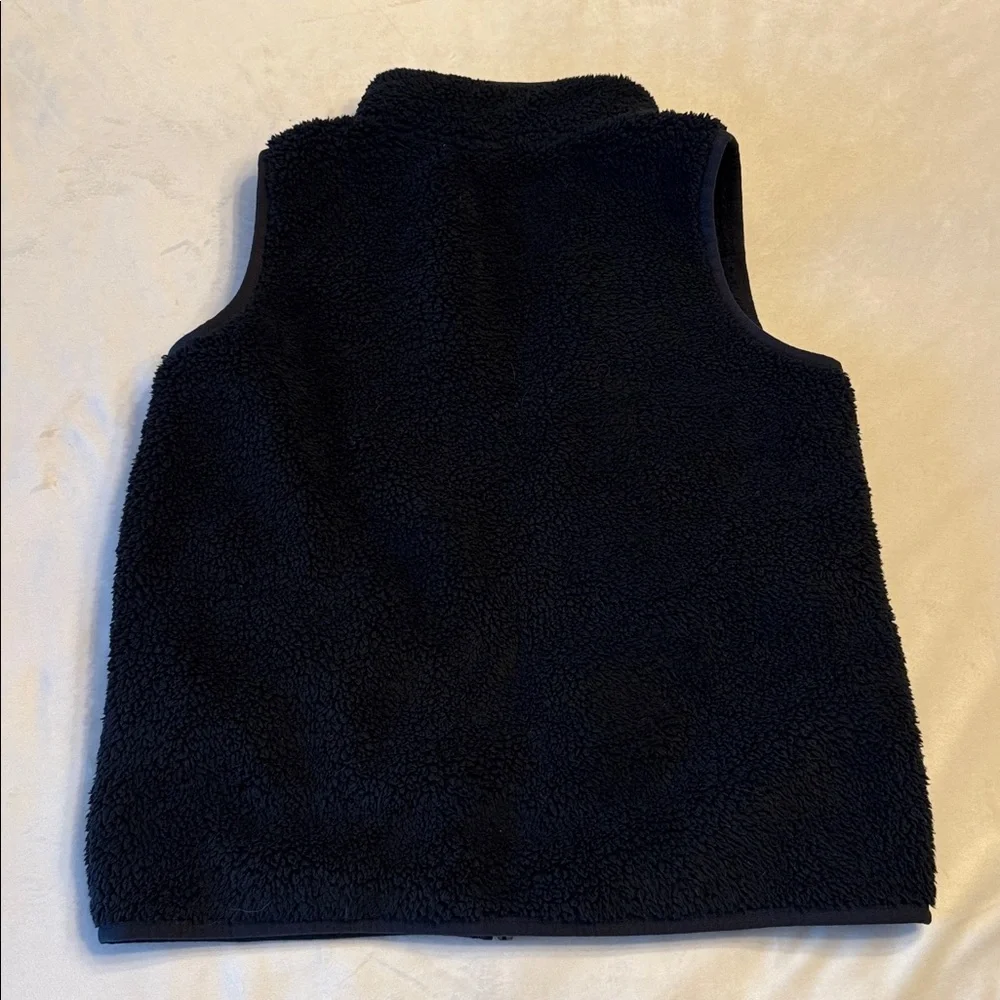 EUC! Nike 3 Brand Black Sherpa Fleece Zip Vest with White Logo, sz 10